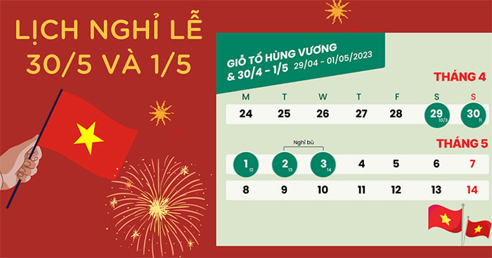 Lịch nghỉ lễ ngày Chiến thắng (30/4) và ngày Quốc tế lao động (1/5) năm 2024